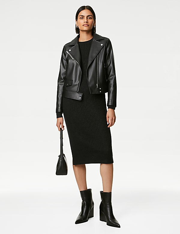 Ribbed Knitted Midi Dress