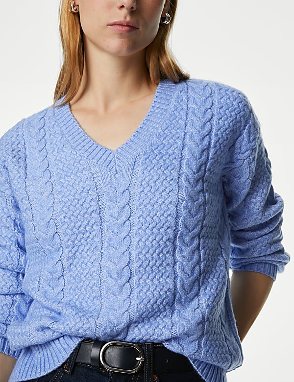 Cable Knit V-Neck Jumper