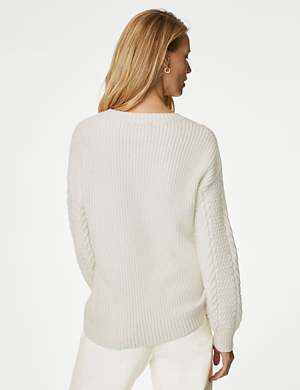 Cable Knit V-Neck Jumper