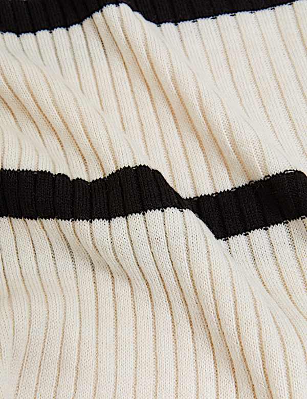 Striped Funnel Neck Relaxed Longline Jumper
