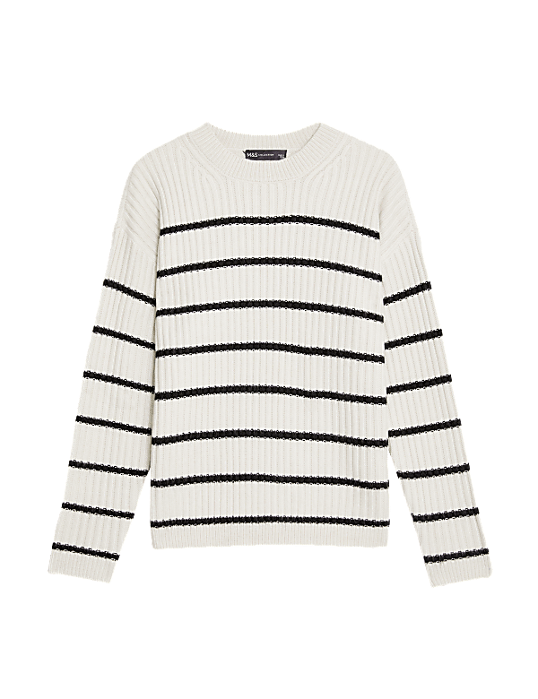 Ribbed Striped Knitted Jumper
