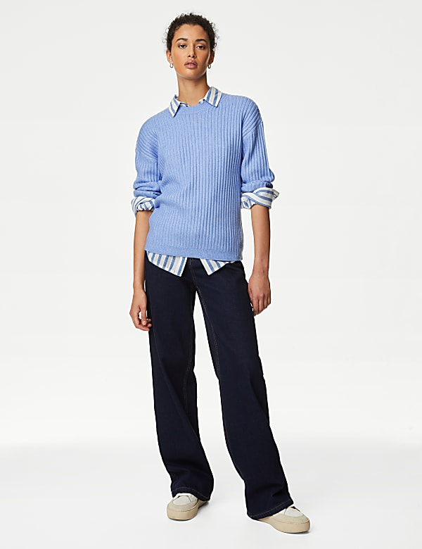 Ribbed Crew Neck Jumper