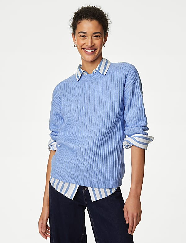 Ribbed Crew Neck Jumper