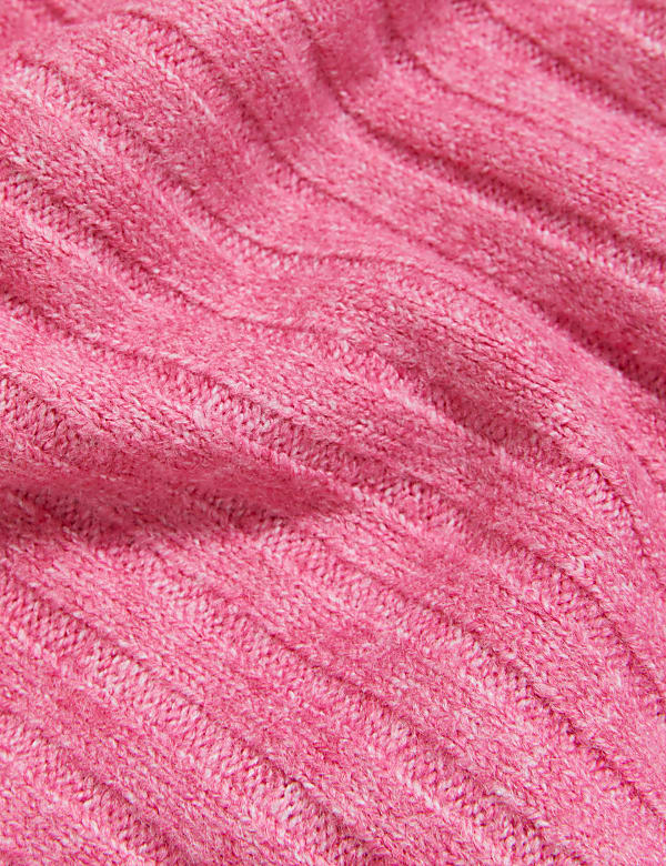 Ribbed Funnel Neck Longline Jumper