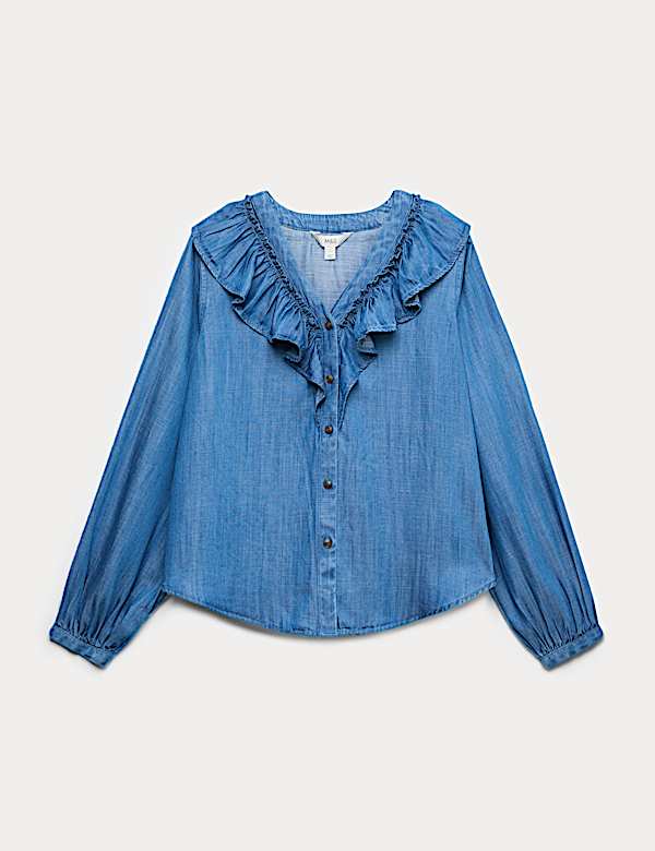 Bluse aus reinem Lyocell™ mit Rüschen - DE