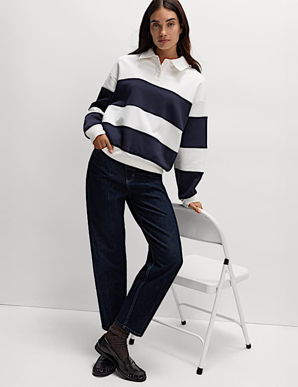 Katoenrijk rugbytrui met streepmotief - BE