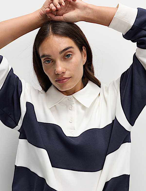 Katoenrijk rugbytrui met streepmotief - BE