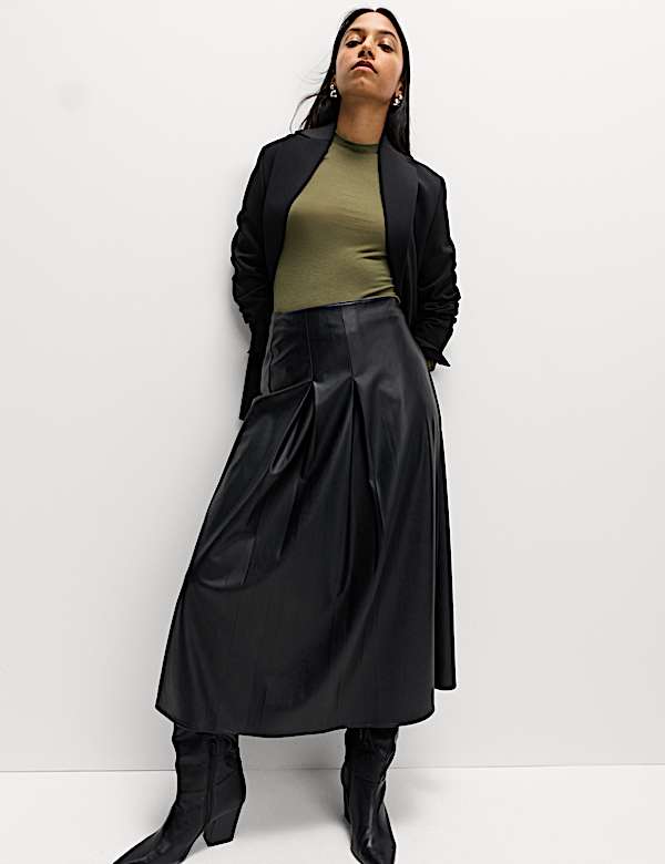 Jersey High Neck Long Sleeve Top with Stretch - DE