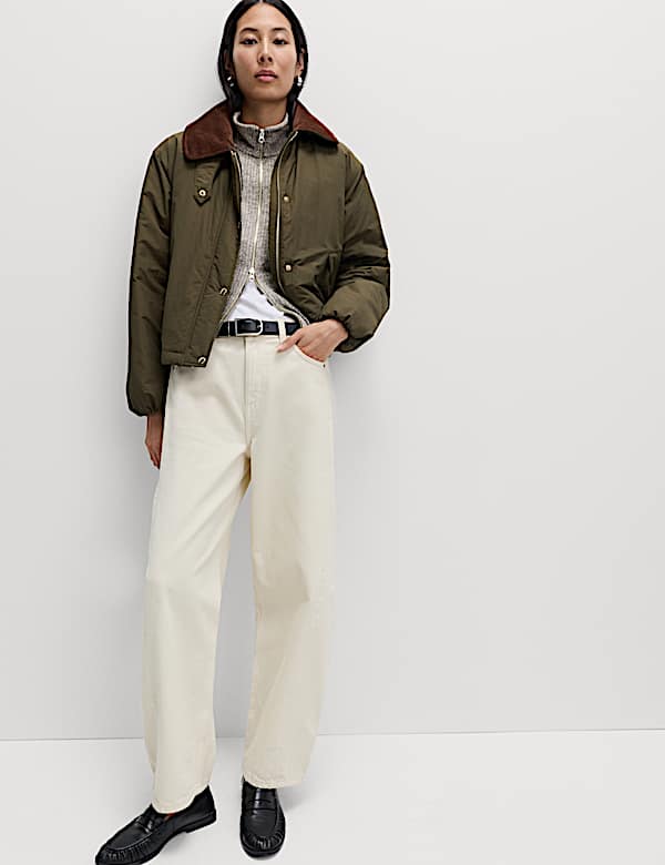 Ribbed High Neck Slim Fit Zip Up Sweatshirt - FR