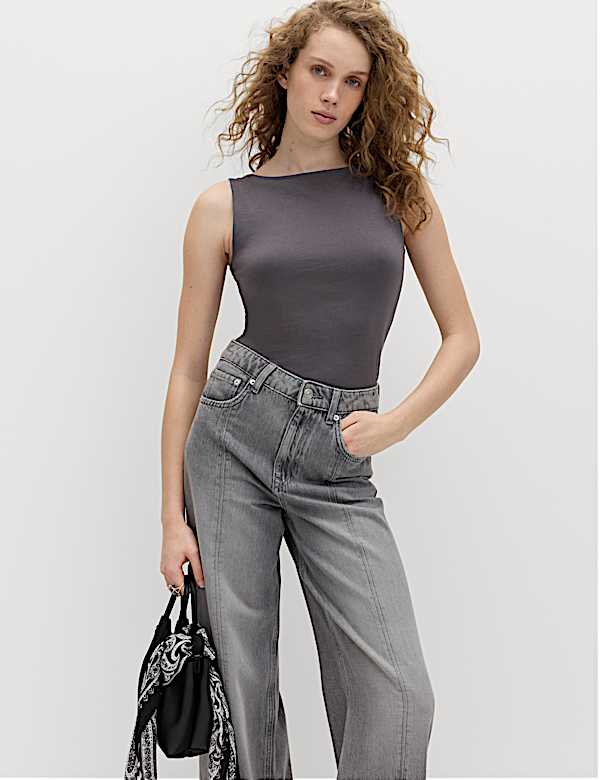 Cotton Rich Slash Neck Slim Fit Vest