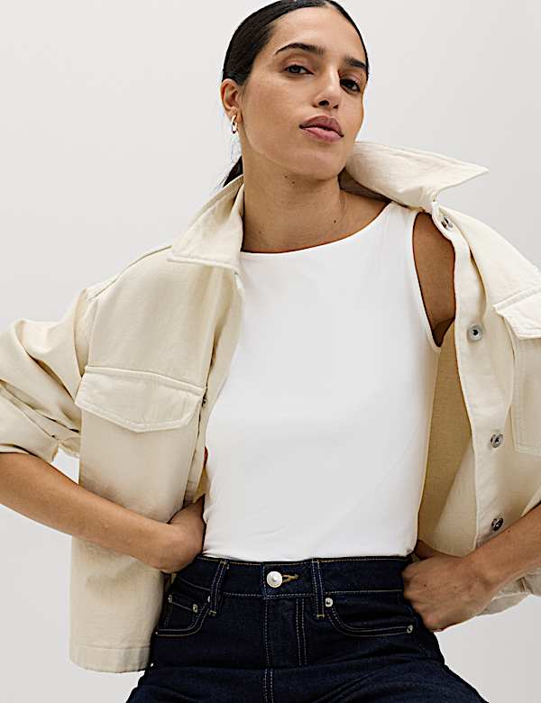 Cotton Rich Slash Neck Slim Fit Vest