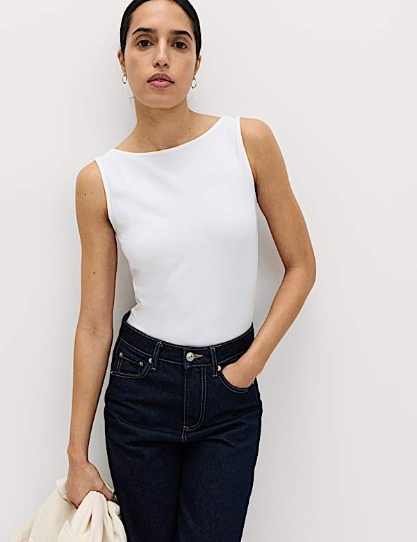 Cotton Rich Slash Neck Slim Fit Vest