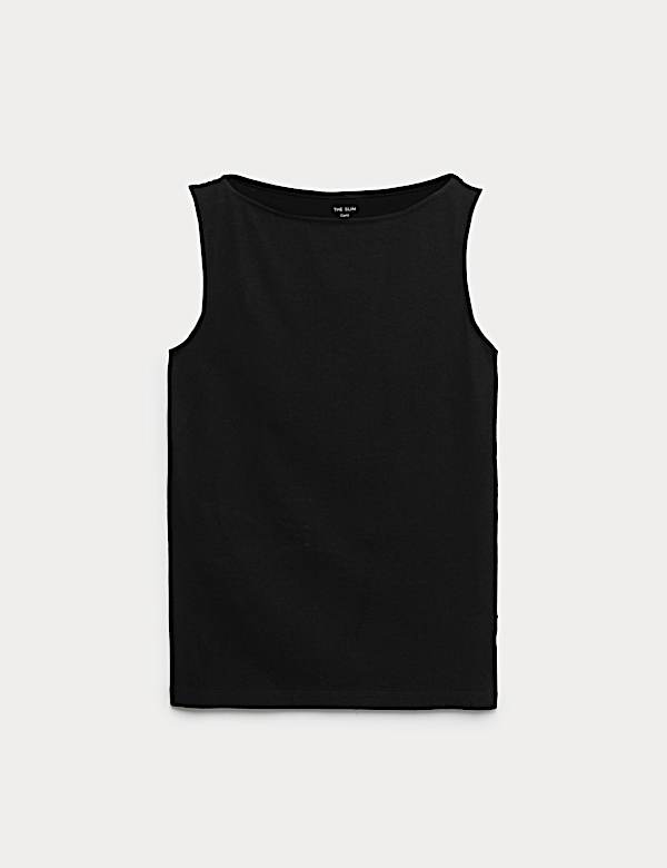 Cotton Rich Slash Neck Slim Fit Vest - GR