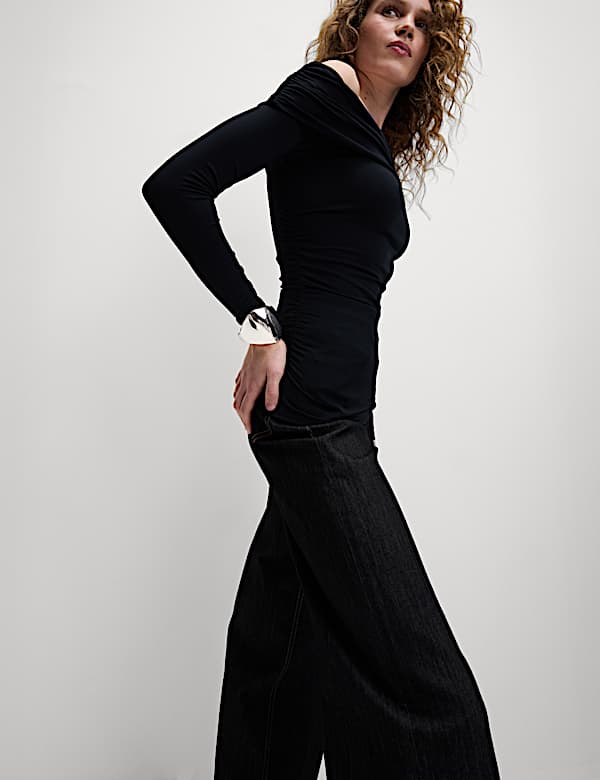 Jersey Asymmetric Neck Bardot Top