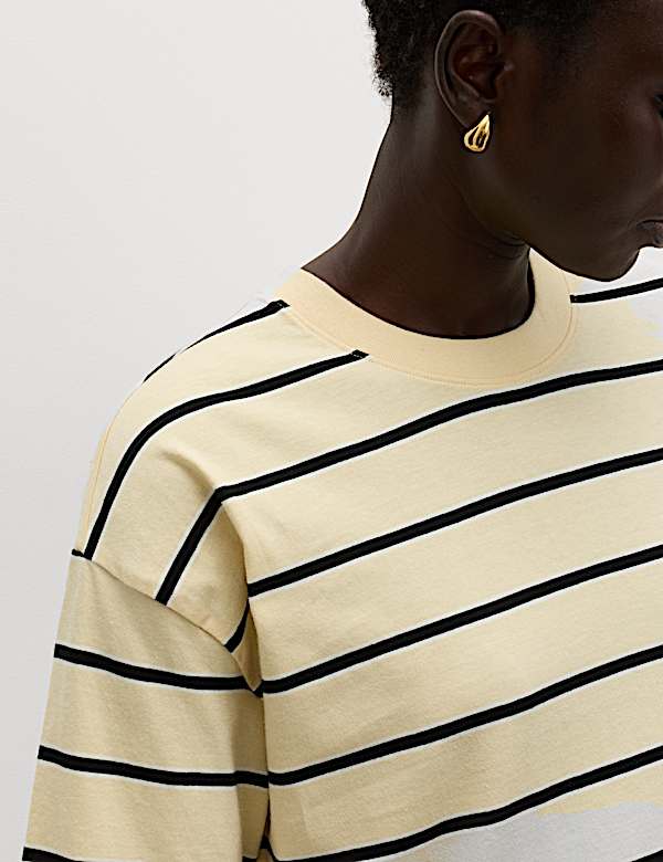 Pure Cotton Striped Relaxed Boxy T-Shirt