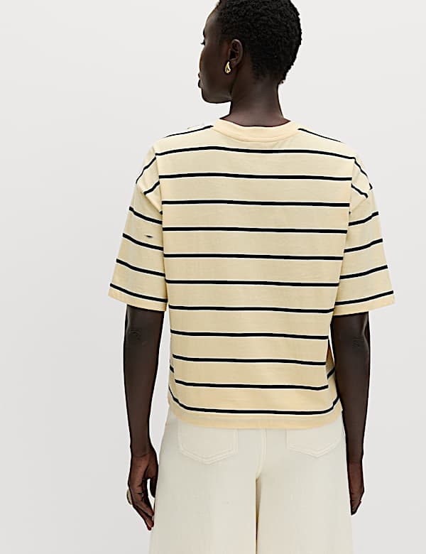 Pure Cotton Striped Relaxed Boxy T-Shirt