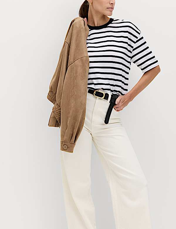 Pure Cotton Striped Relaxed Boxy T-Shirt