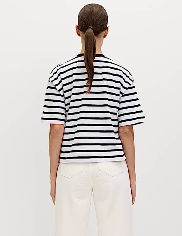 Pure Cotton Striped Relaxed Boxy T-Shirt
