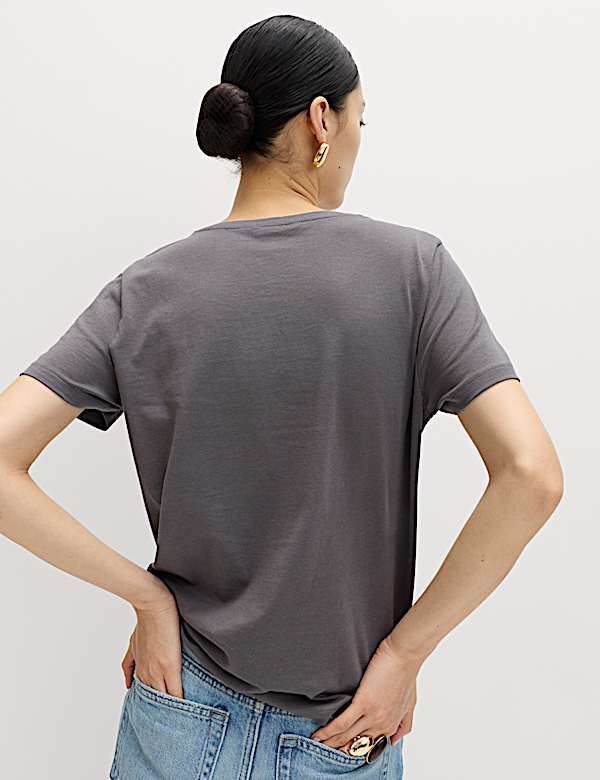 Pure Cotton V-Neck T-Shirt - NZ