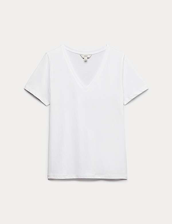 Pure Cotton V-Neck T-Shirt - CZ