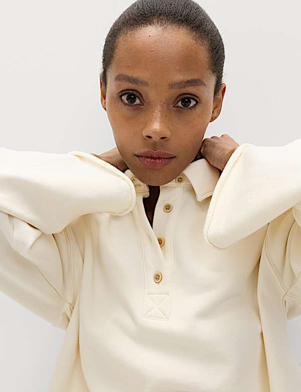 Pure Cotton Henley Sweatshirt - GR