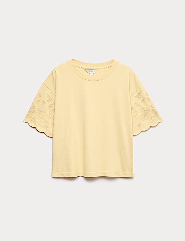 Pure Cotton Broderie Boxy T-Shirt - AU