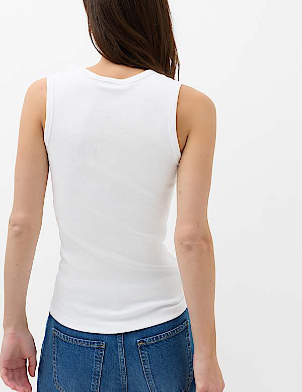 Cotton Rich Ribbed Scoop Neck Vest - MX