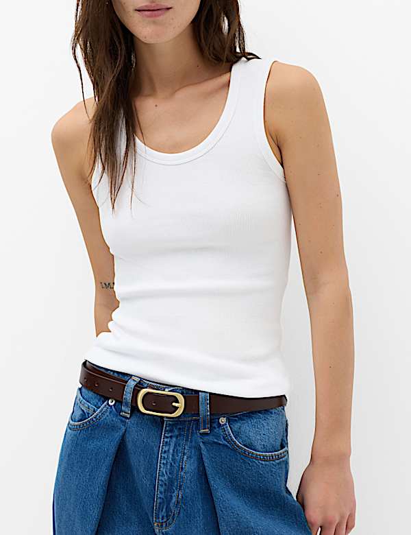 Cotton Rich Ribbed Scoop Neck Vest - MX