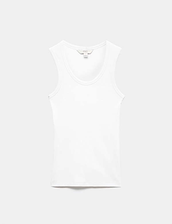 Cotton Rich Ribbed Scoop Neck Vest - MX
