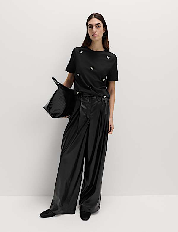 Pure Cotton Embellished Bow Top