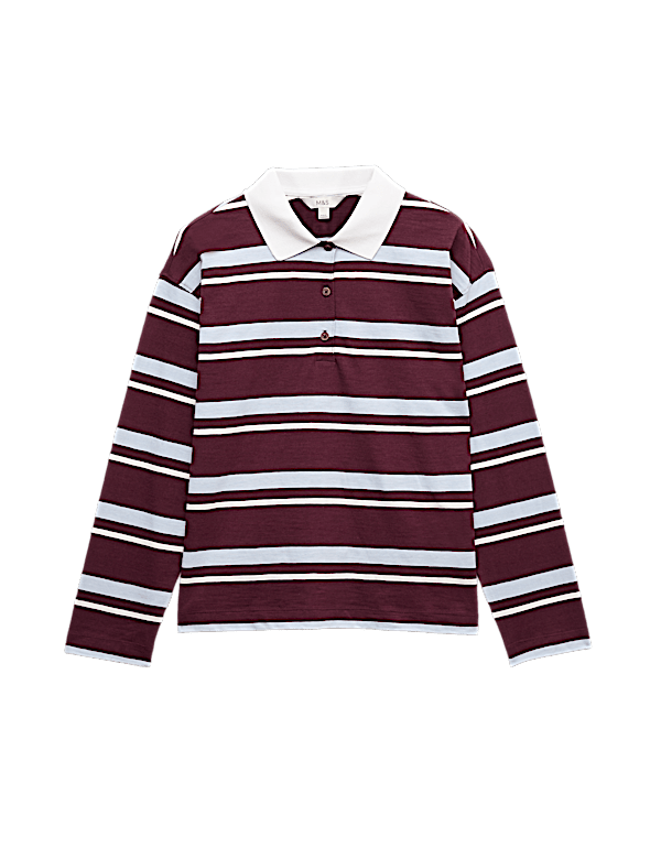 Pure Cotton Striped Long Sleeve Rugby Top