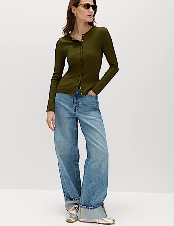 Top Henley Popper de manga larga y 100 % algod&oacute;n  - US
