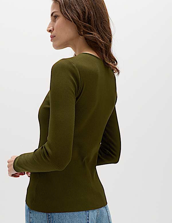 Top Henley Popper de manga larga y 100 % algod&oacute;n  - US