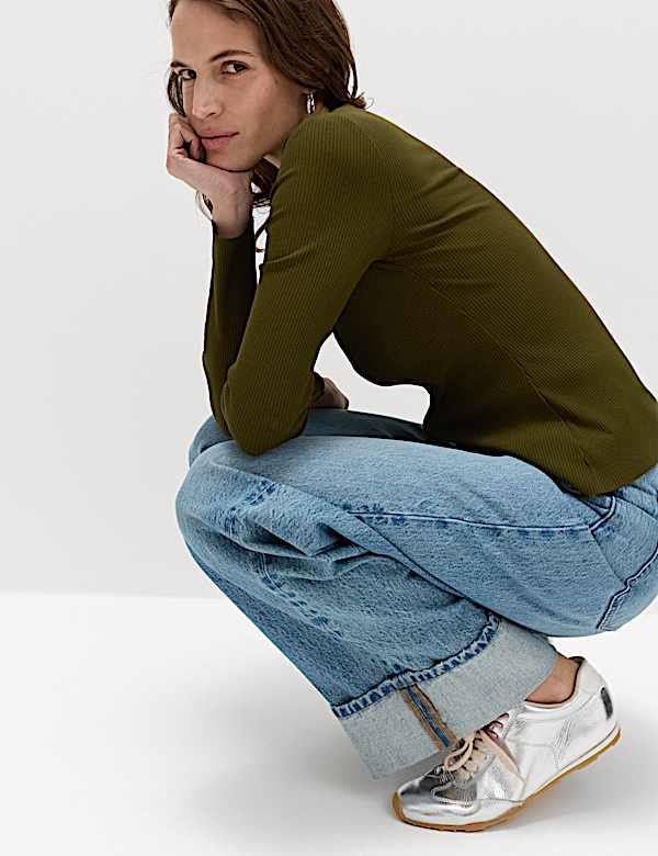 Top Henley Popper de manga larga y 100 % algod&oacute;n  - US