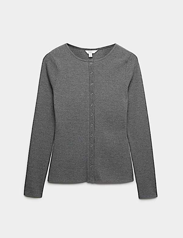 Cotton Rich Long Sleeve Popper Henley Top  - AU