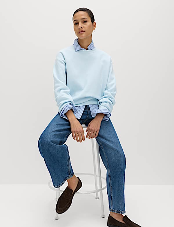 Cotton Rich Crew Neck Sweatshirt - DE