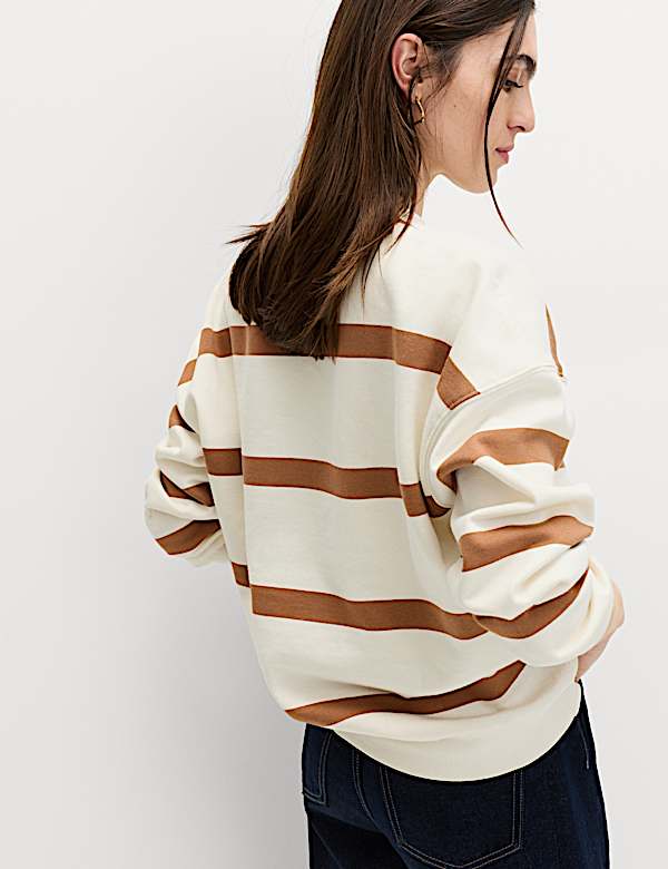 Cotton Rich Striped Long Sleeve Sweatshirt - JE