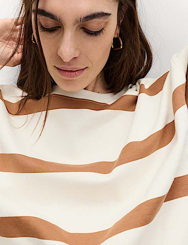 Cotton Rich Striped Long Sleeve Sweatshirt - JE