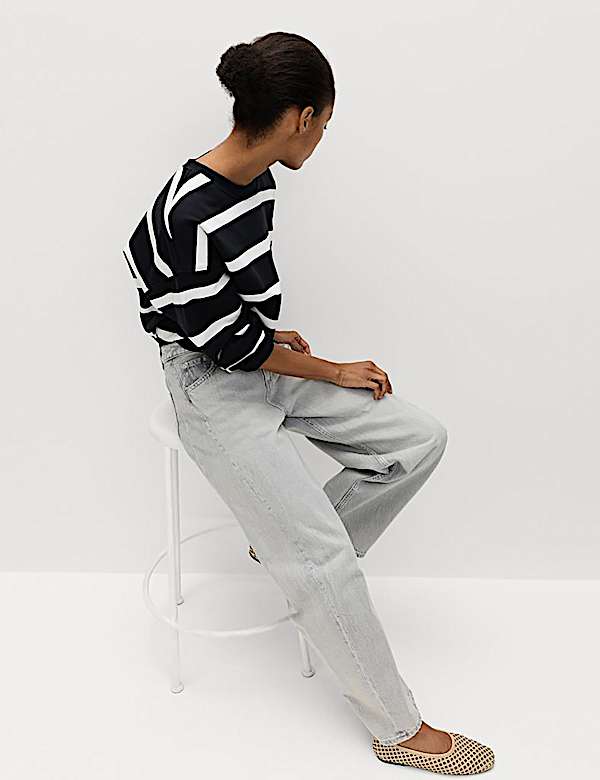 Cotton Rich Striped Long Sleeve Sweatshirt - HR