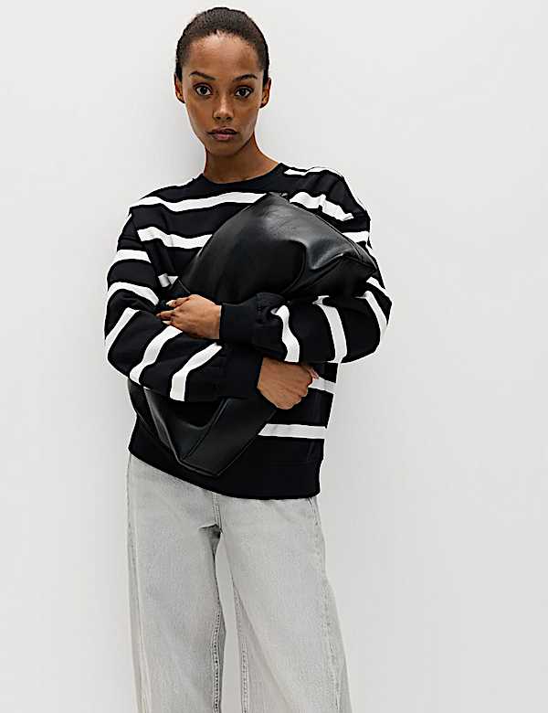 Cotton Rich Striped Long Sleeve Sweatshirt - HR