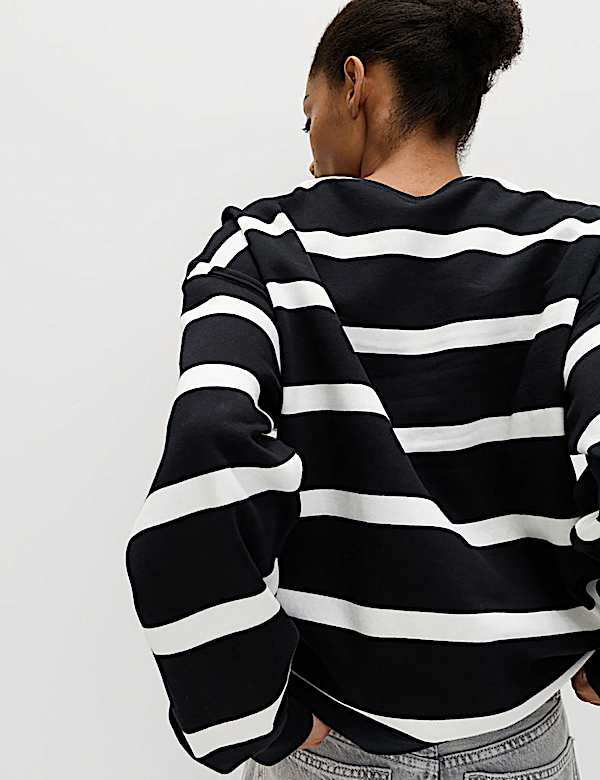 Cotton Rich Striped Long Sleeve Sweatshirt - HR