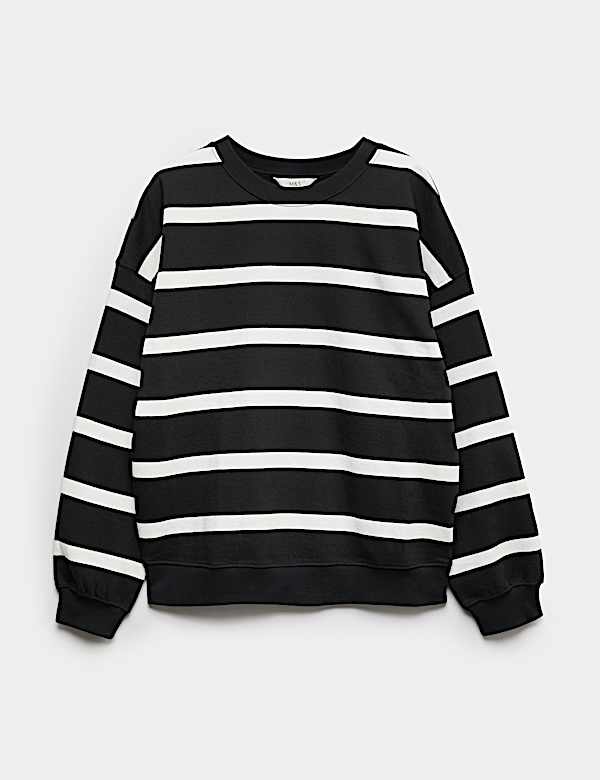 Cotton Rich Striped Long Sleeve Sweatshirt - HR
