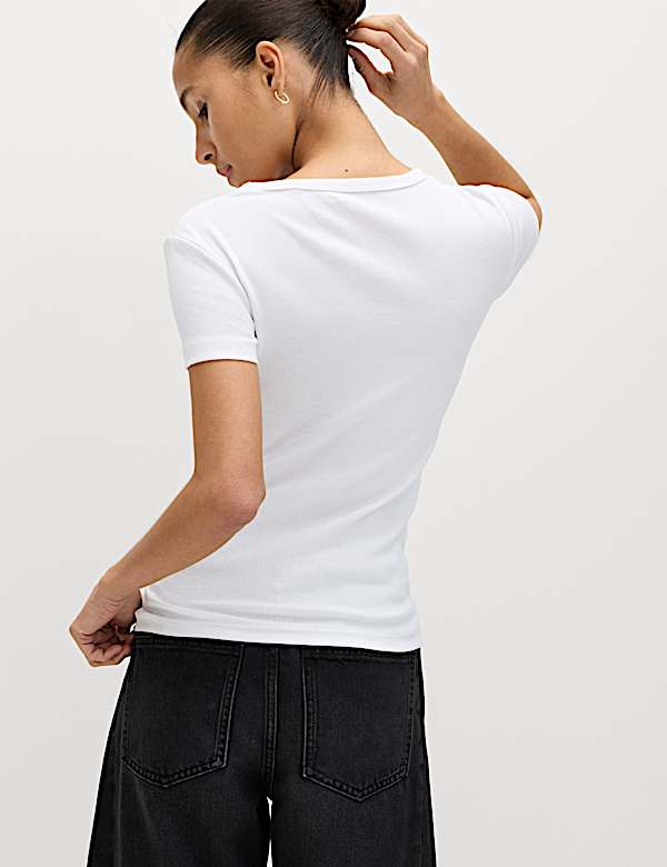 Cotton Rich Ribbed Slim Fit T-Shirt - US