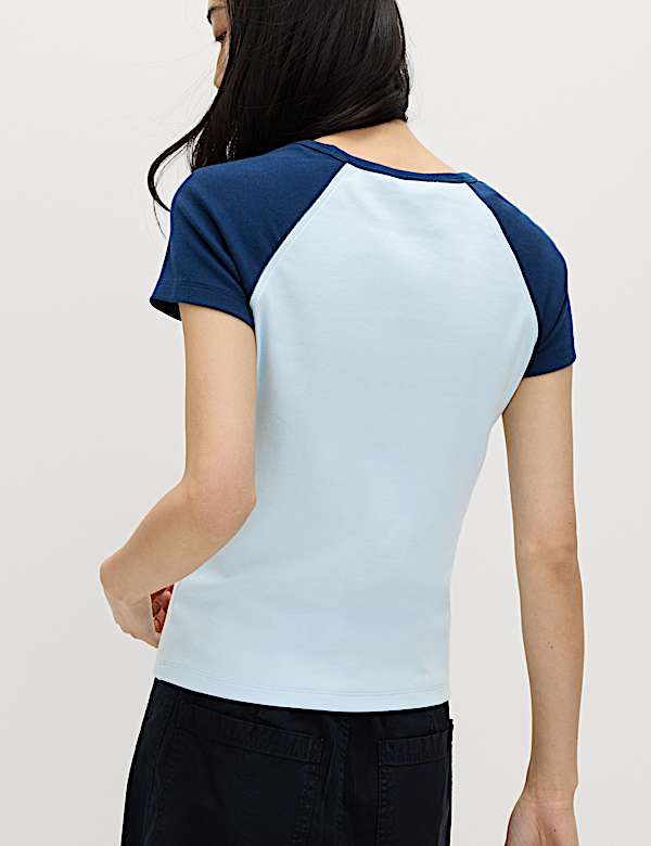 T-shirt en coton &agrave; manches raglan courtes - LU