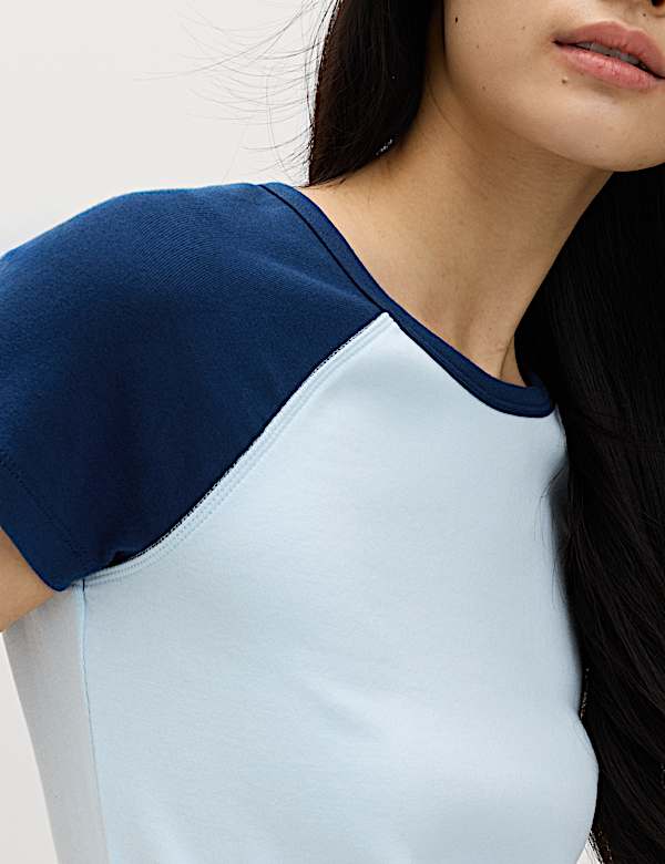 T-shirt en coton &agrave; manches raglan courtes - LU
