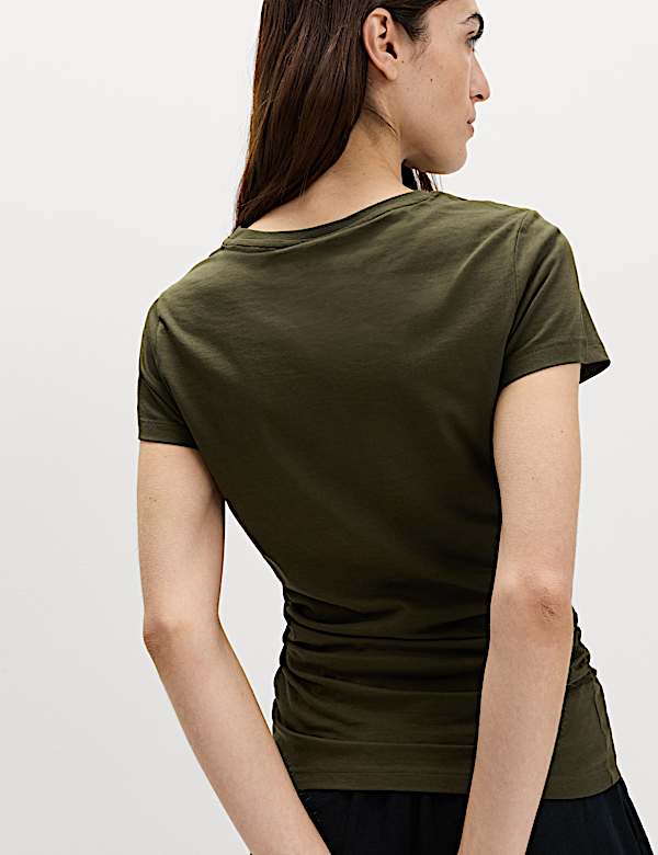 Pure Cotton Slim Fit Ruched T-Shirt