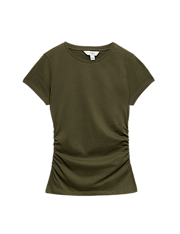 Pure Cotton Slim Fit Ruched T-Shirt