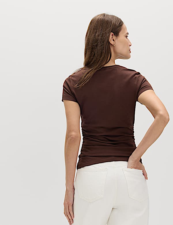 Pure Cotton Slim Fit Ruched T-Shirt