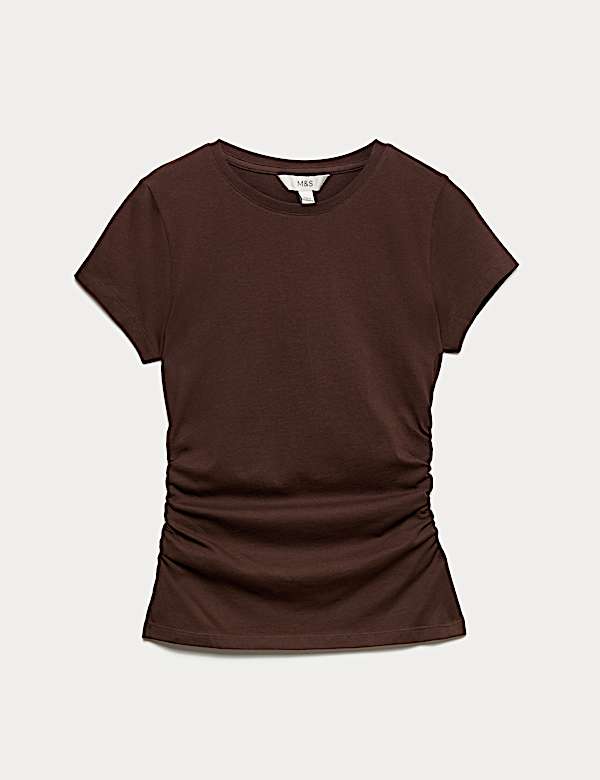 Marszczona koszulka slim fit 100% bawełny - PL