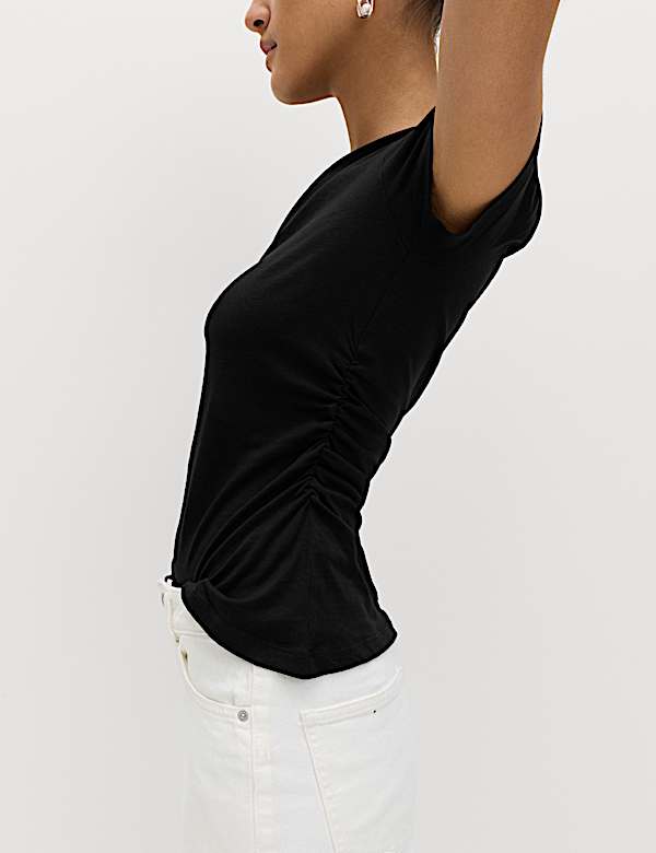 Pure Cotton Ruched T-Shirt - JP
